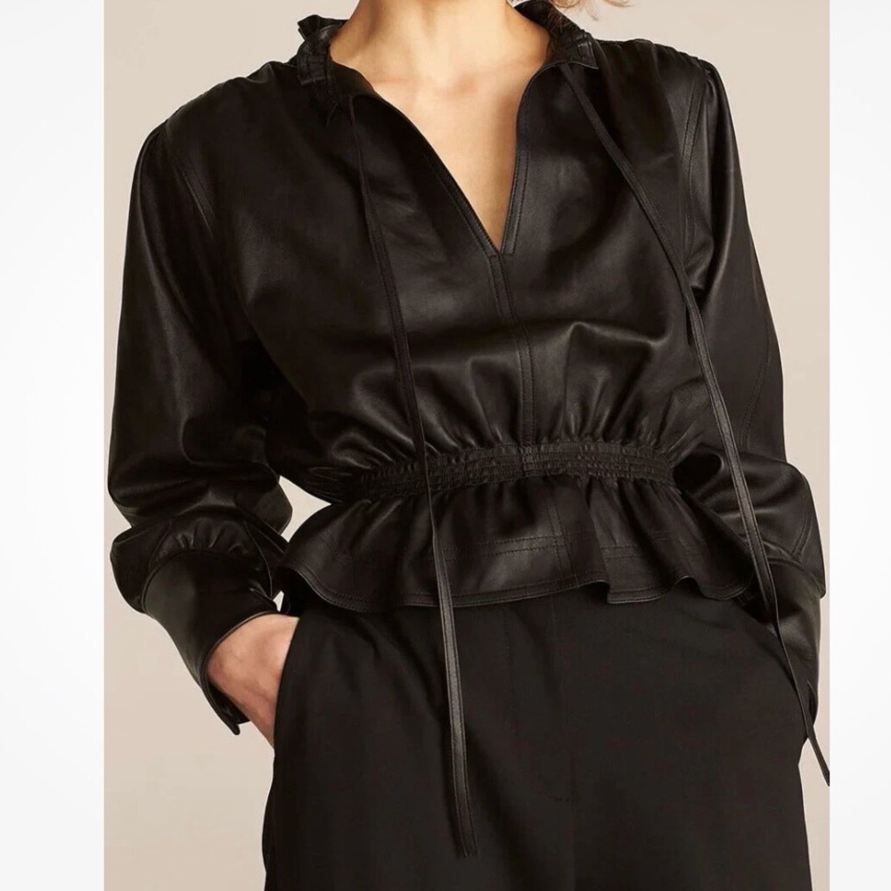 Rebecca Taylor Black Leather peplum top
